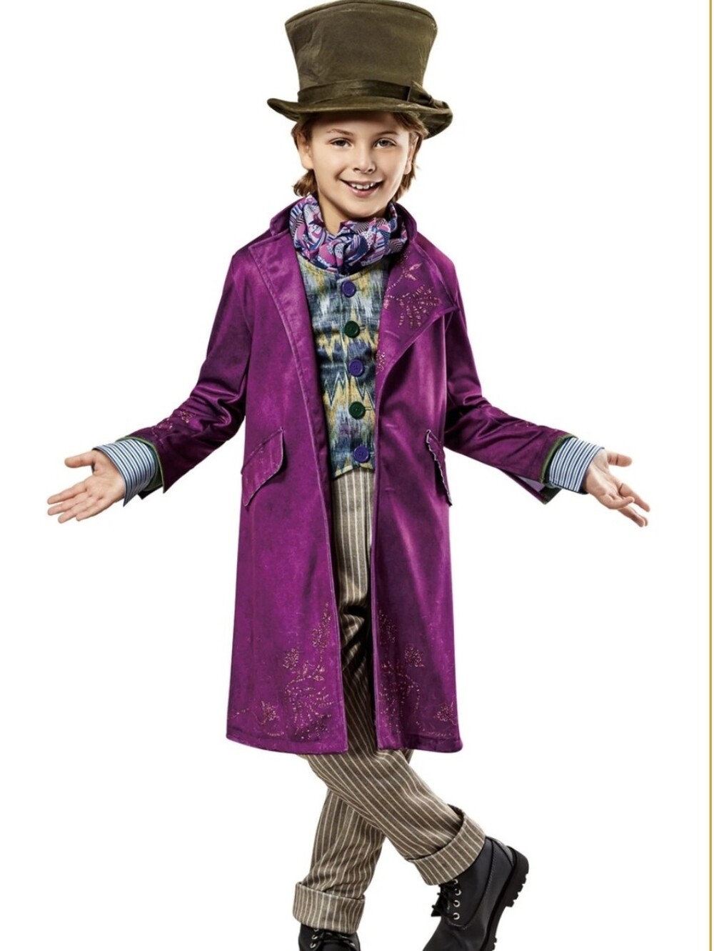 Willy Wonka & The Chocolate Factory 5 Piece Costume For Kids - L 10/12